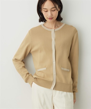 バイカラーカーディガン(ベージュ-M)