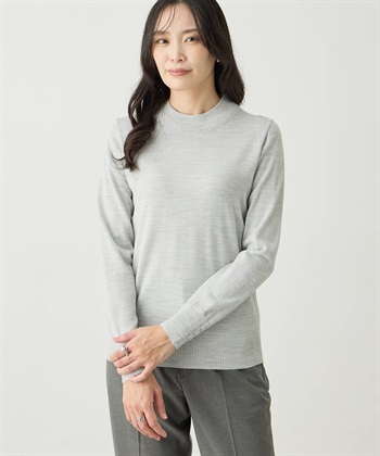 ラメリブハイネックニットプルオーバー(ライトグレー-M)