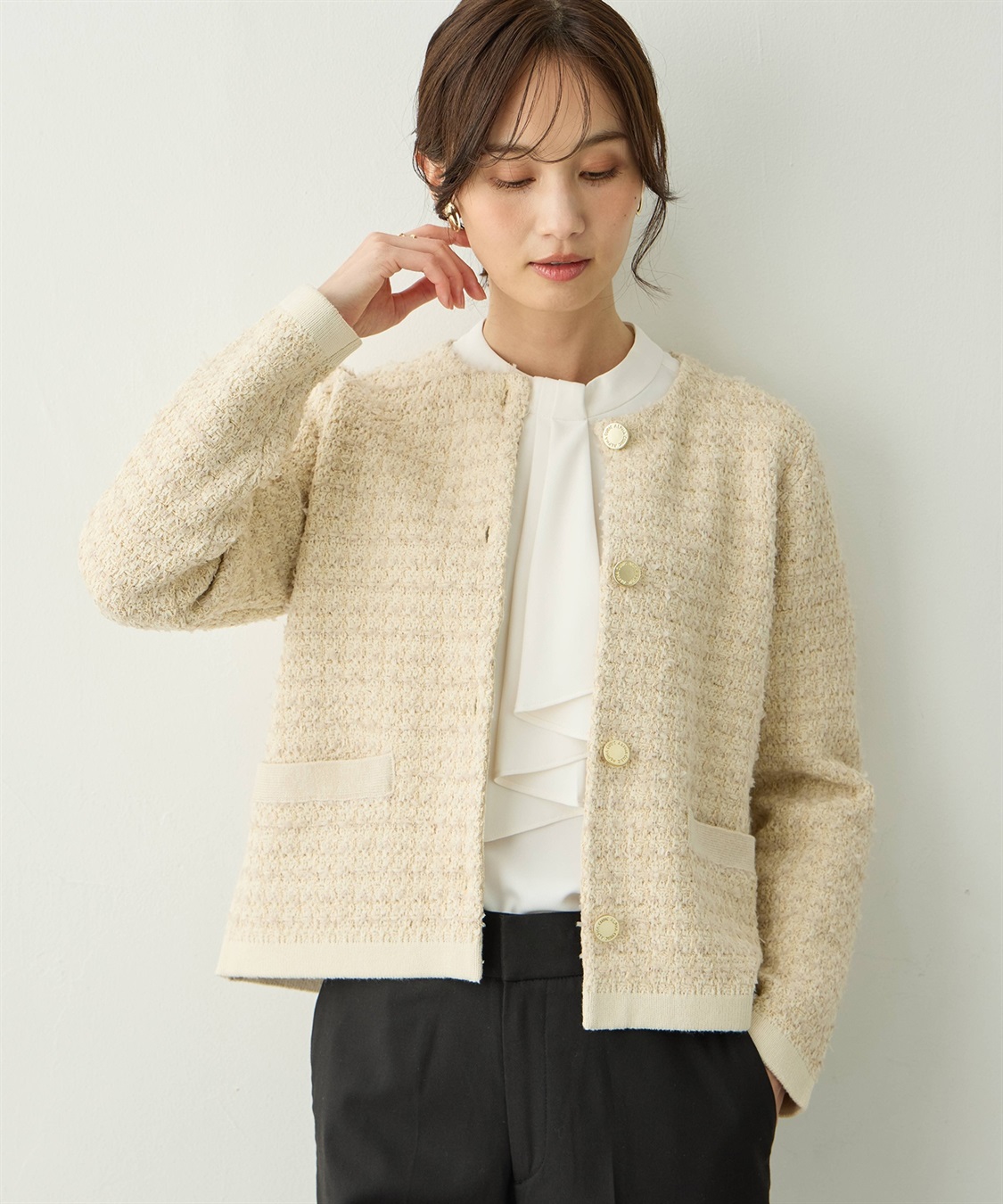 A/C DESIGN BY ALPHA CUBIC ツイードニットカーディガン_variation_2