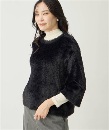 ファーニットプルオーバー(ブラック-M)