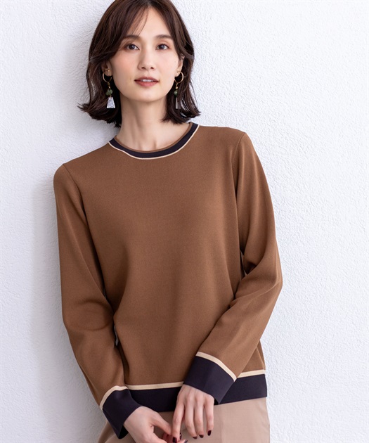 配色ニットプルオーバー