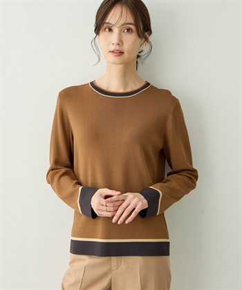 配色ニットプルオーバー(モカ-M)