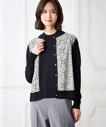 リバティプリントニットアンサンブル【ファーストライン】(ブラック-M)
