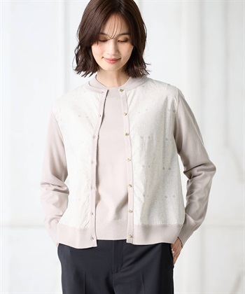 リバティプリントニットアンサンブル【ファーストライン】(ベージュ-M)