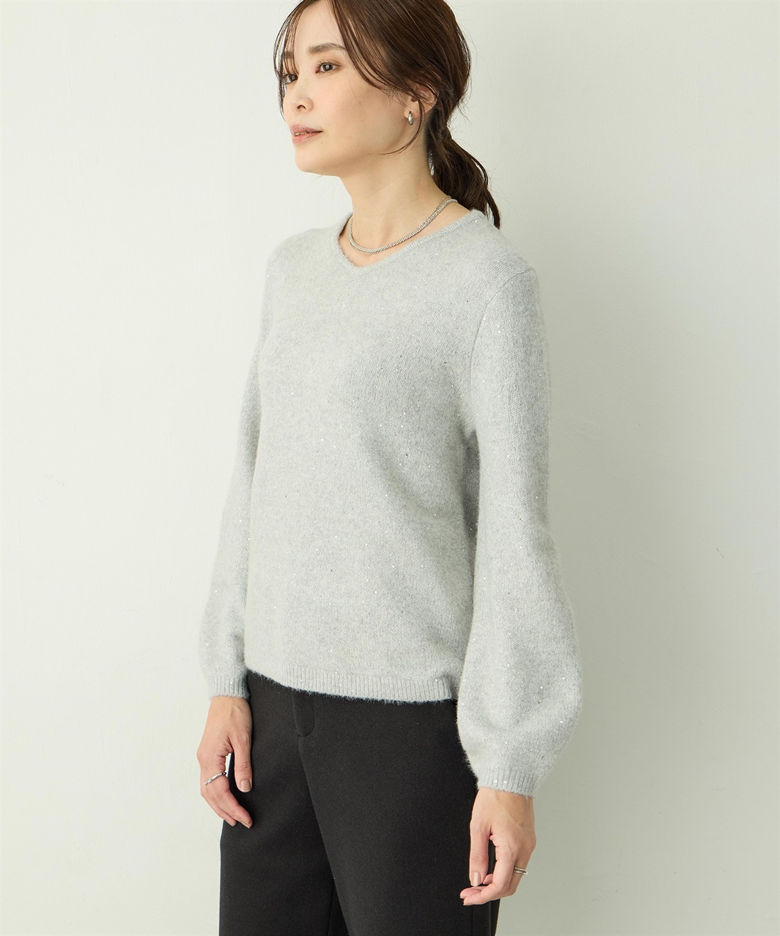 A/C DESIGN BY ALPHA CUBIC スパンコールニットプルオーバー_variation_1