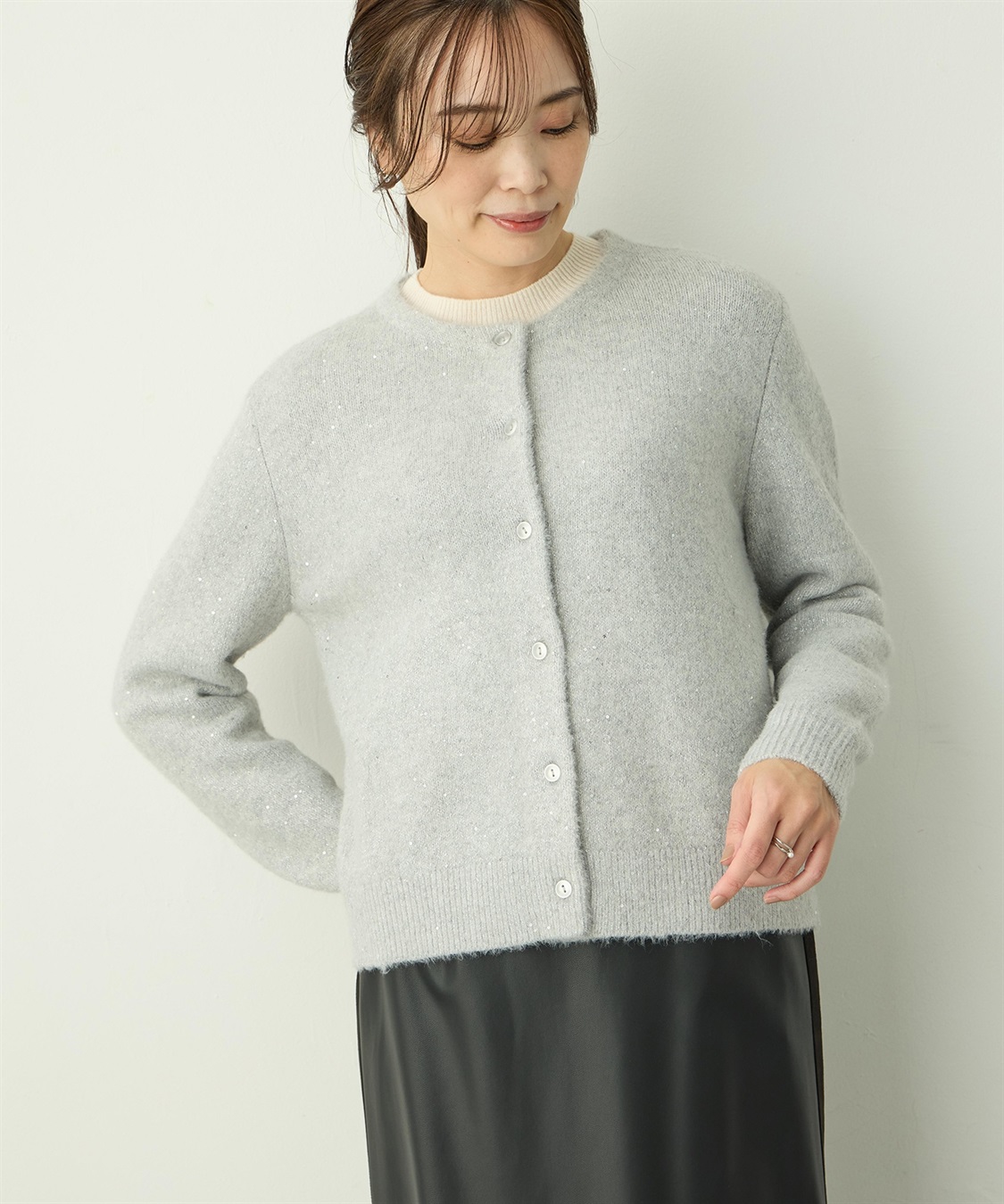 A/C DESIGN BY ALPHA CUBIC スパンコールニットカーディガン_main