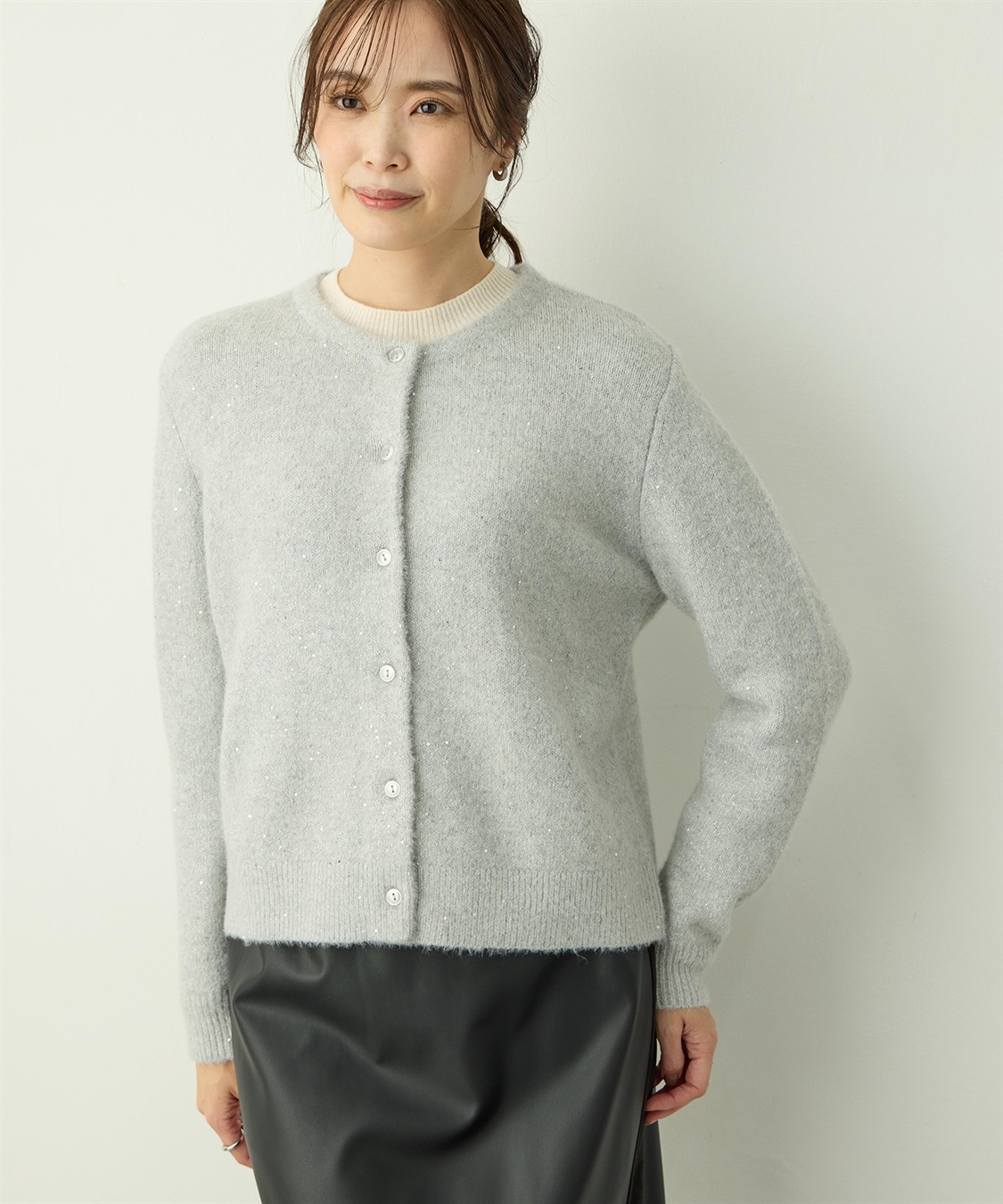 A/C DESIGN BY ALPHA CUBIC スパンコールニットカーディガン_variation_1