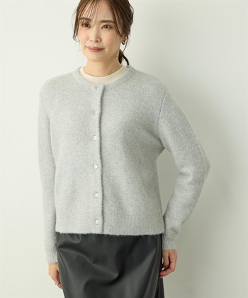 スパンコールニットカーディガン(ライトグレー-M)