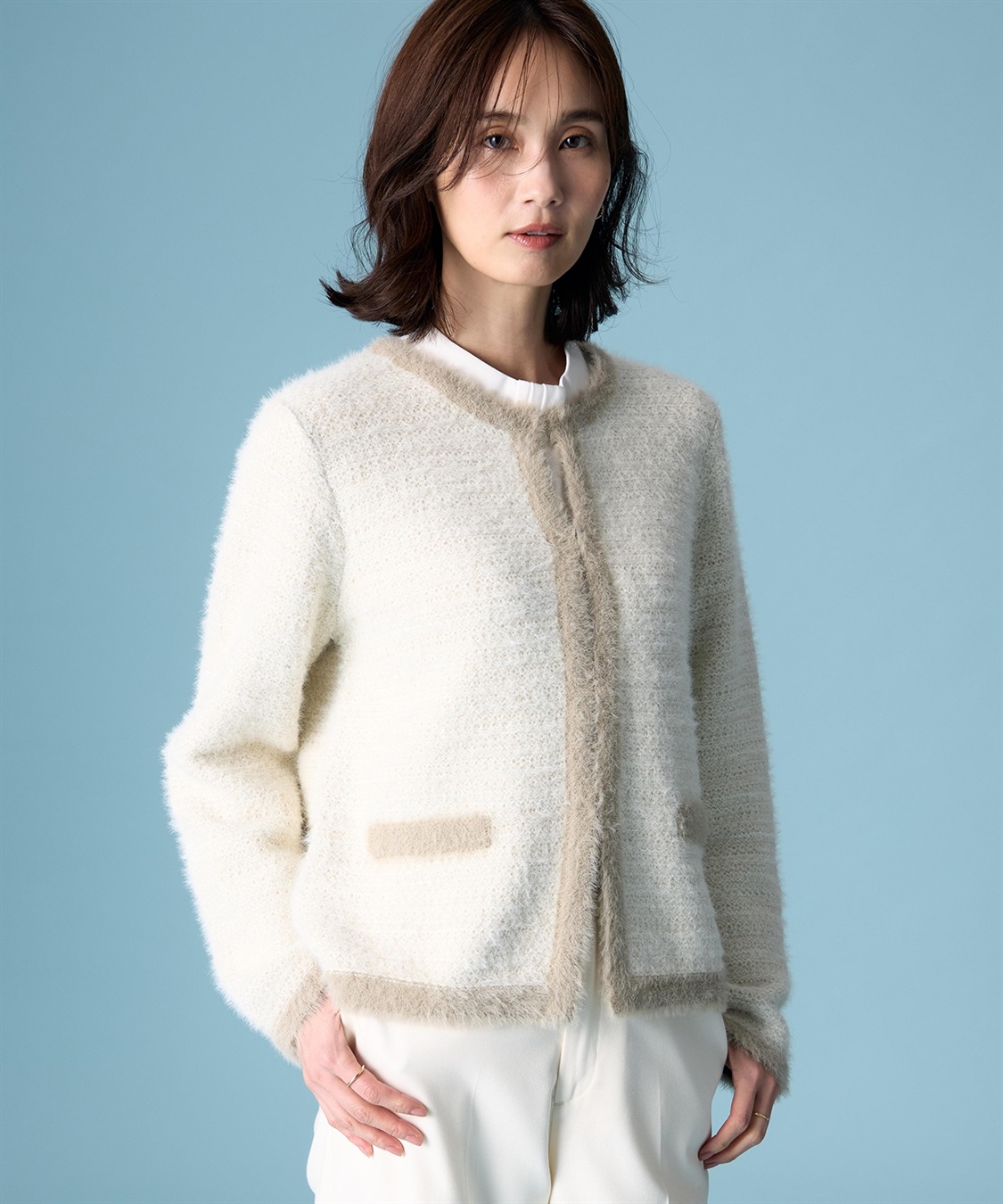 A/C DESIGN BY ALPHA CUBIC バイカラーニットカーディガン_main