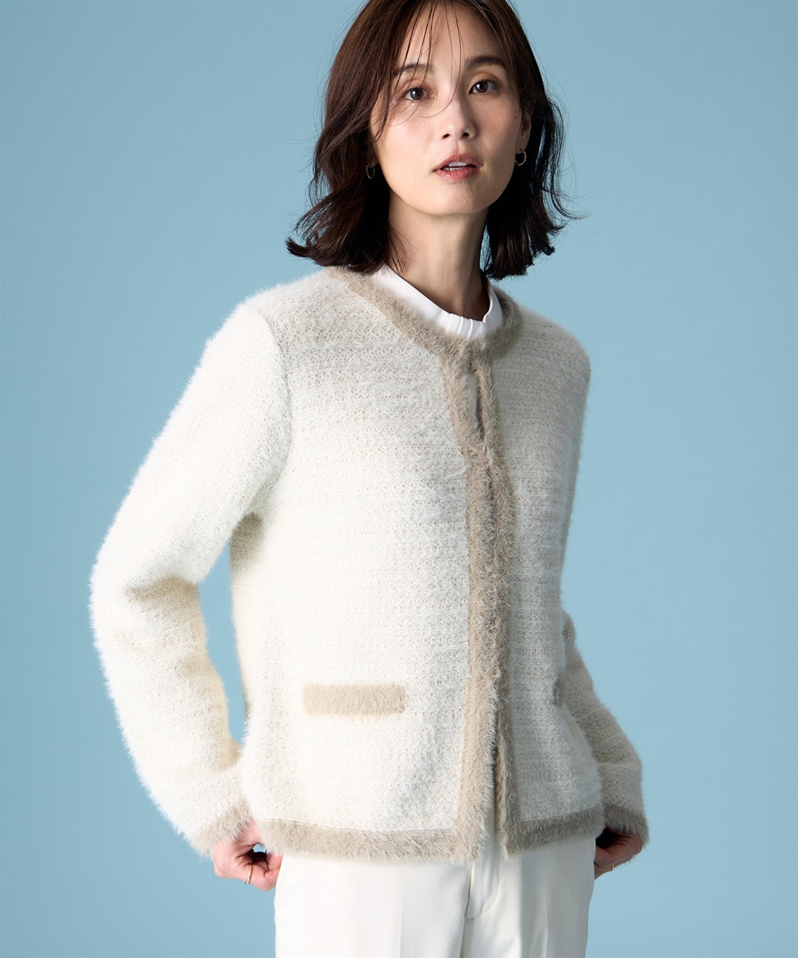 A/C DESIGN BY ALPHA CUBIC バイカラーニットカーディガン_variation_1