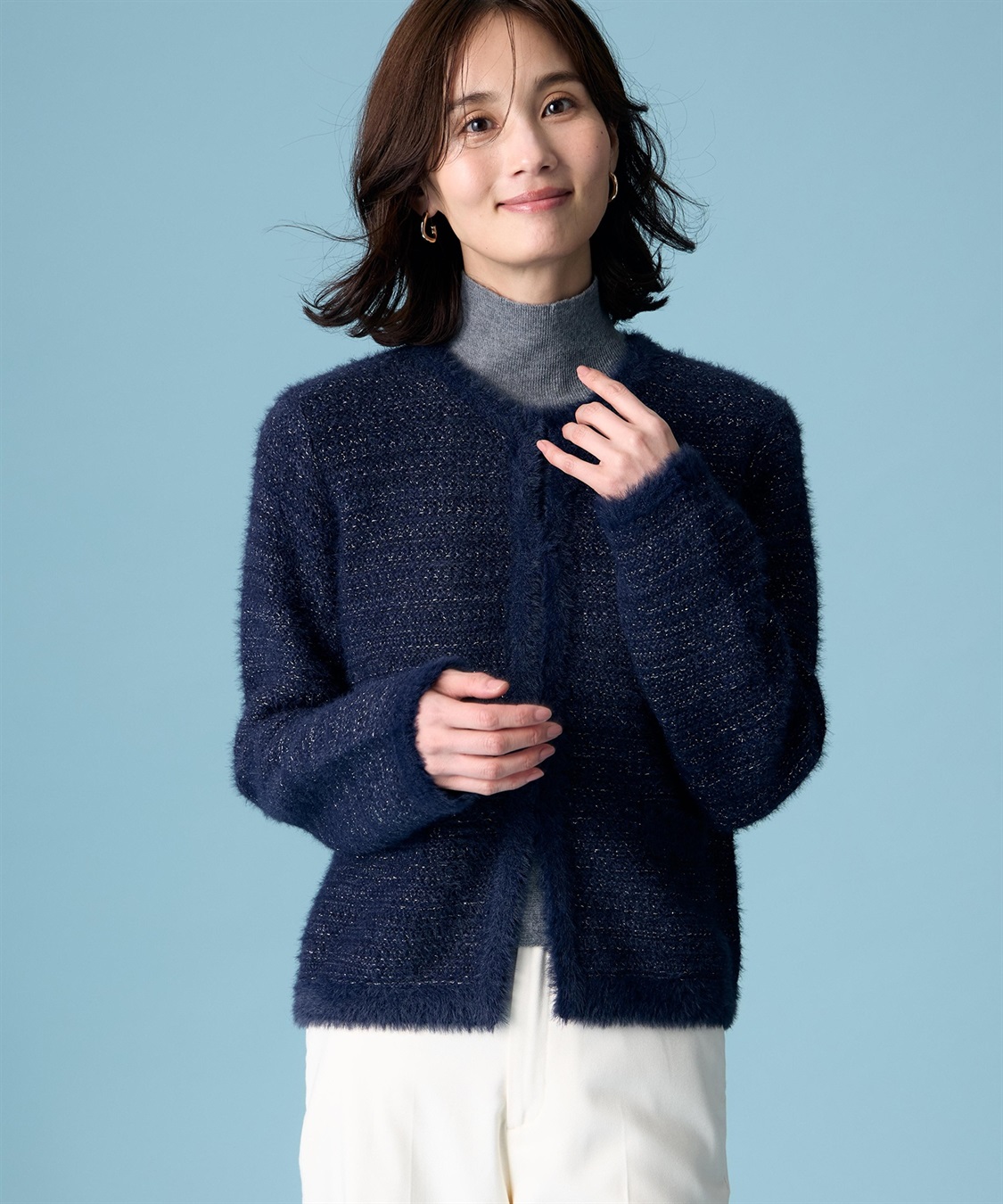 A/C DESIGN BY ALPHA CUBIC バイカラーニットカーディガン_variation_2