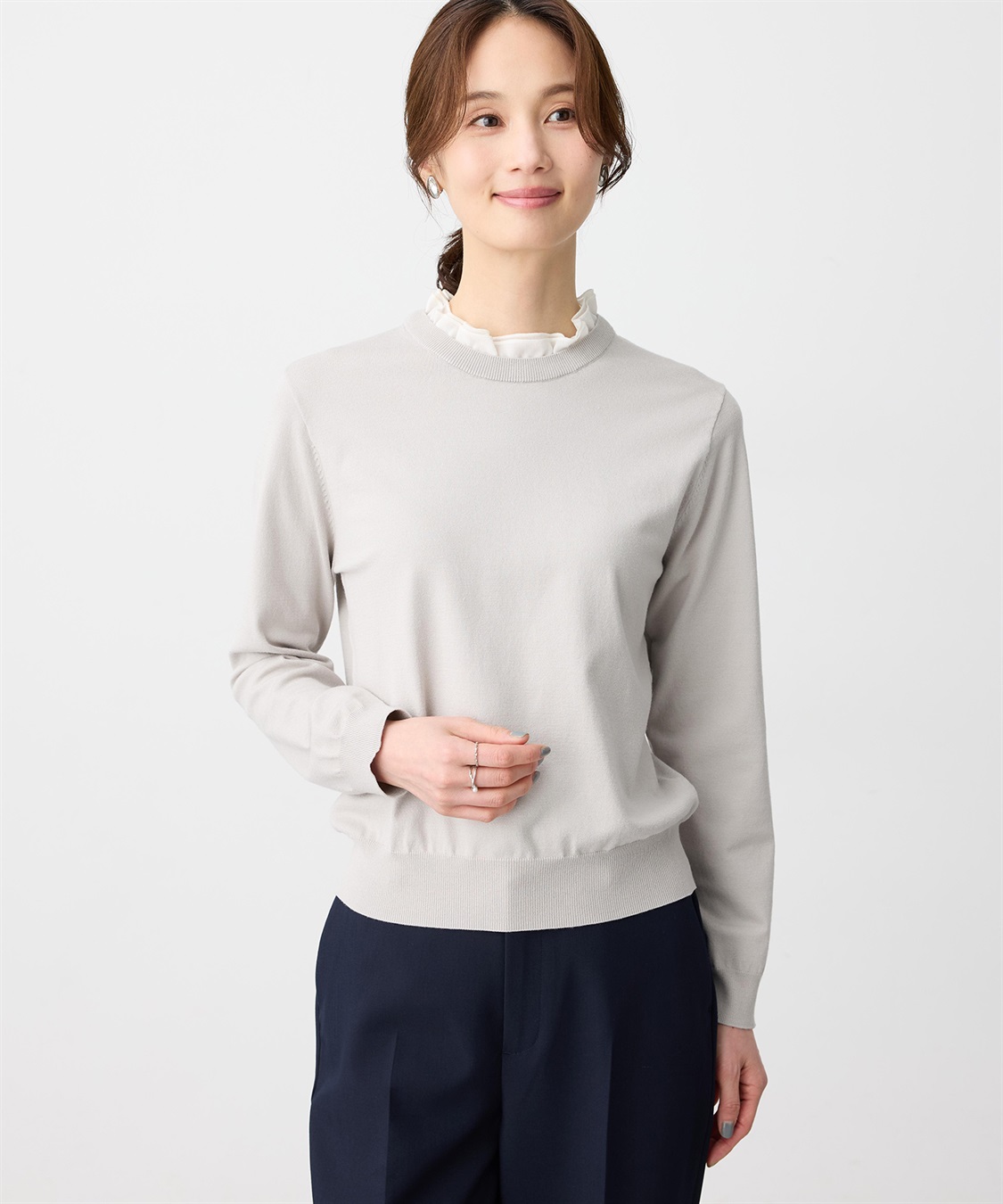 A/C DESIGN BY ALPHA CUBIC フリルカラードッキングプルオーバー【ウォッシャブル】_variation_1