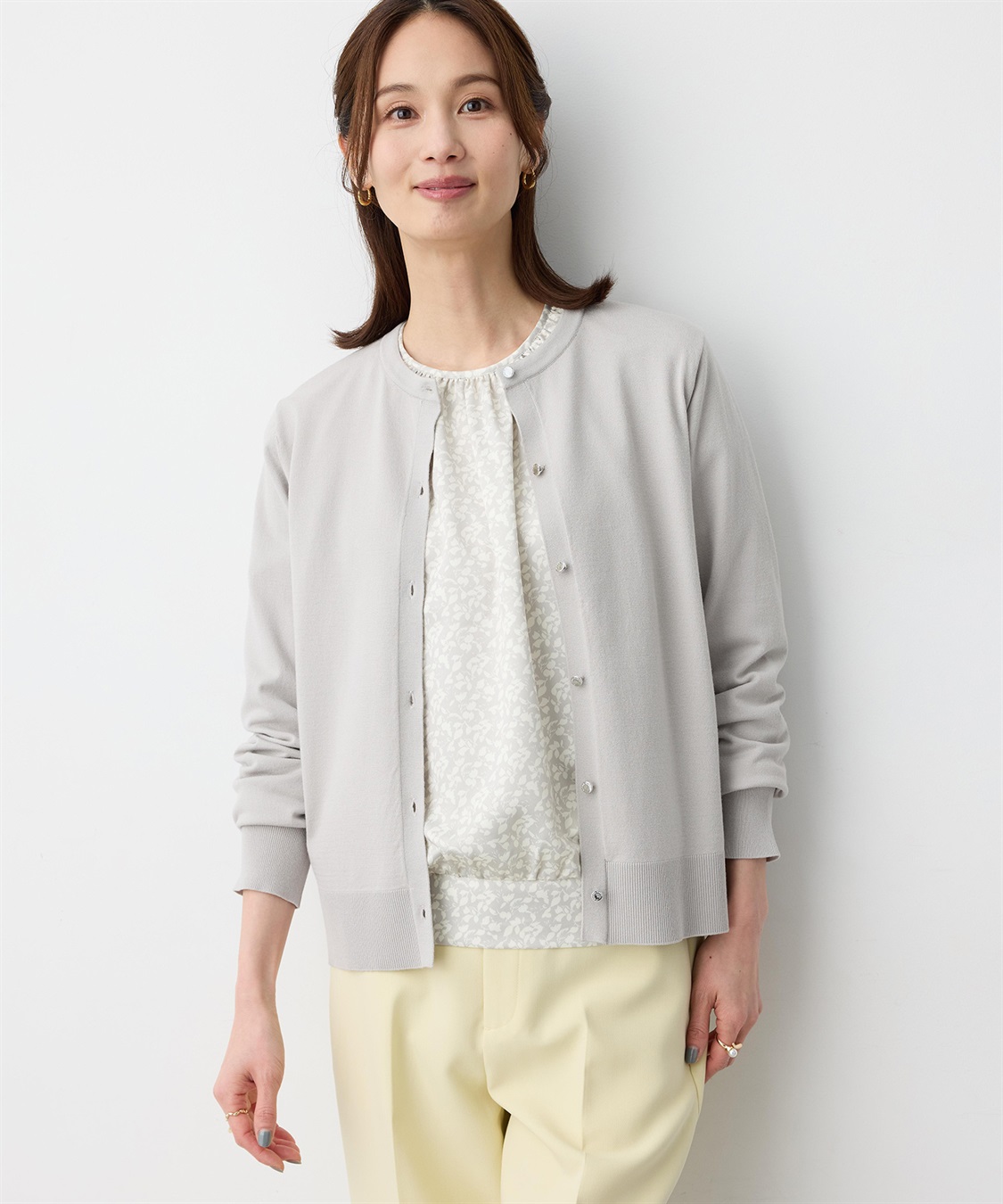 A/C DESIGN BY ALPHA CUBIC クルーネックニットカーディガン【ウォッシャブル】_variation_1