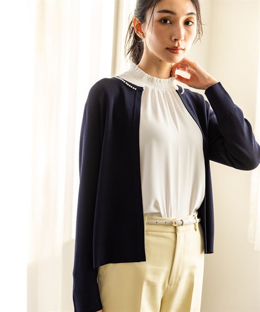 パールボタンカーディガン【ウォッシャブル】