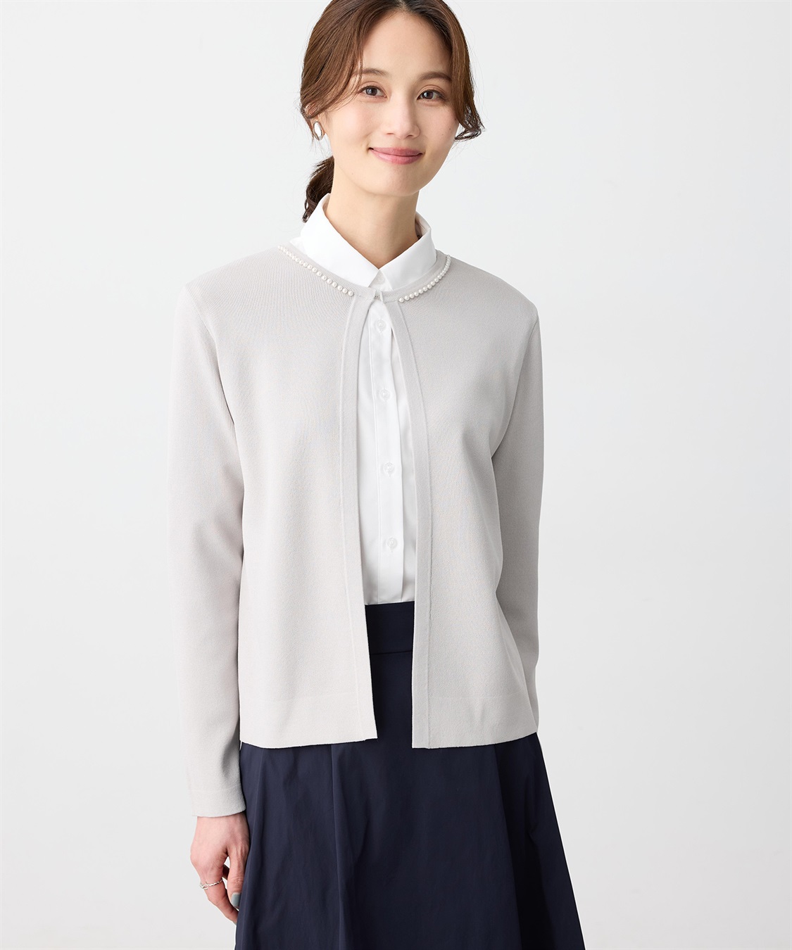 A/C DESIGN BY ALPHA CUBIC パールボタンカーディガン【ウォッシャブル】_variation_1