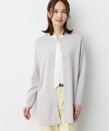 カラーラインコーディガン【ウォッシャブル】(ライトグレー-M)