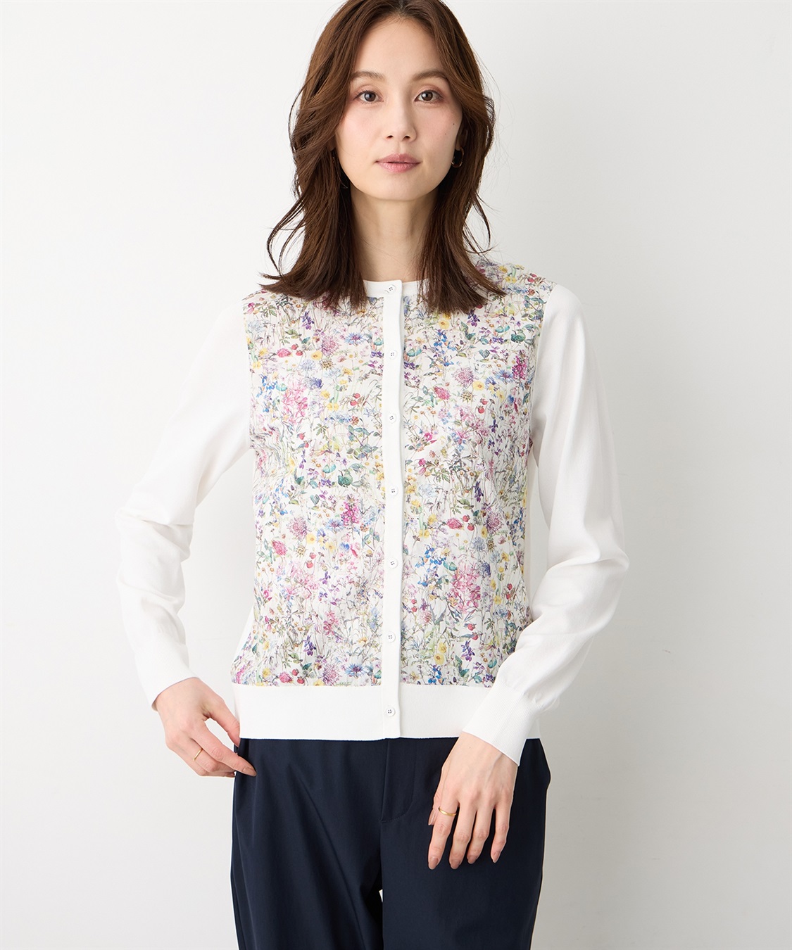 A/C DESIGN BY ALPHA CUBIC 【Liberty】リバティプリントクルーネックカーディガン【ハンドウォッシャブル】_variation_1