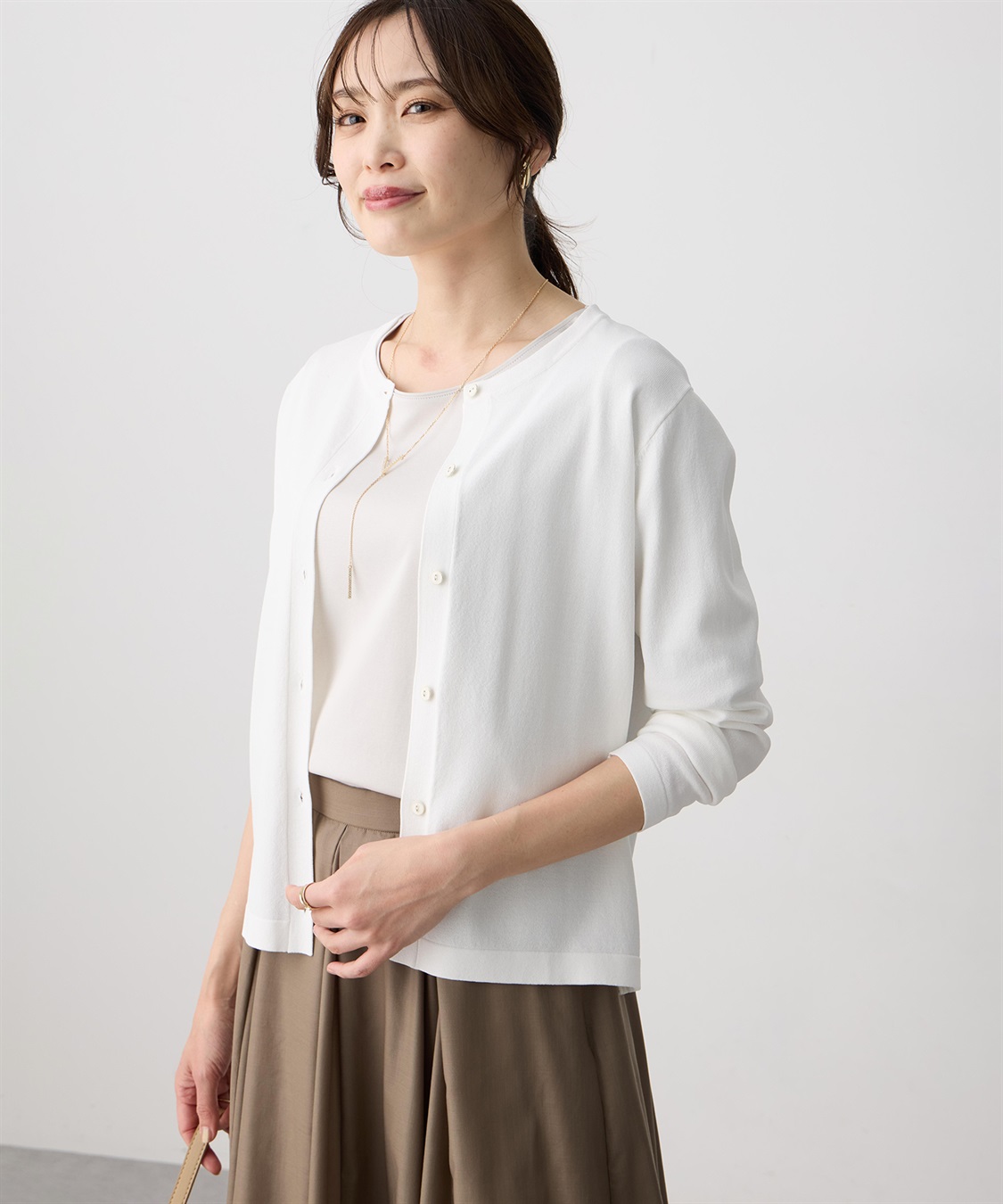 A/C DESIGN BY ALPHA CUBIC クルーネックカーディガン【接触冷感・UVカット・ウォッシャブル】_variation_1