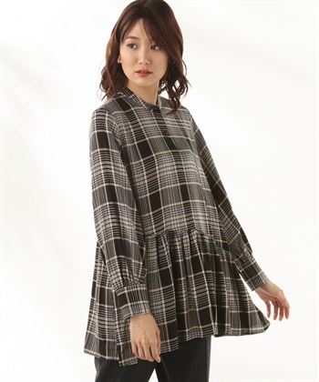 A/C DESIGN BY ALPHA CUBIC レーヨンチェックティアードブラウス_variationthumb_1