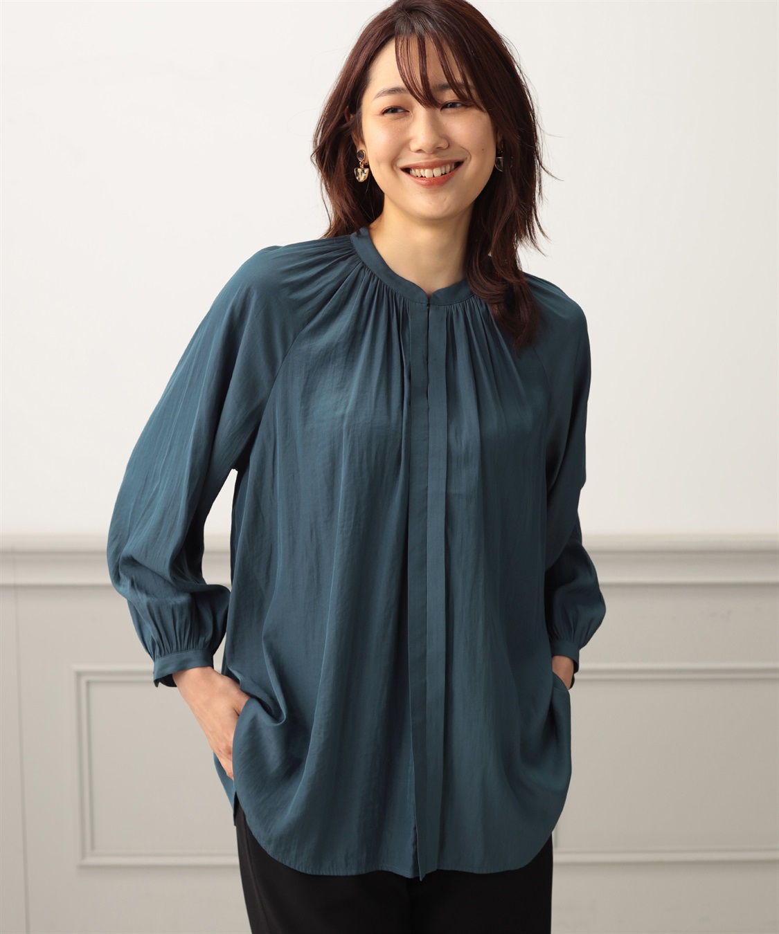 A/C DESIGN BY ALPHA CUBIC サテンバンドカラーシャツ_variation_2