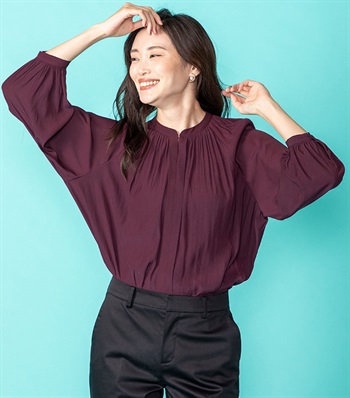 A/C DESIGN BY ALPHA CUBIC サテンバンドカラーシャツ_variationthumb_1