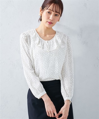 A/C DESIGN BY ALPHA CUBIC サテンフリルブラウス_variationthumb_1