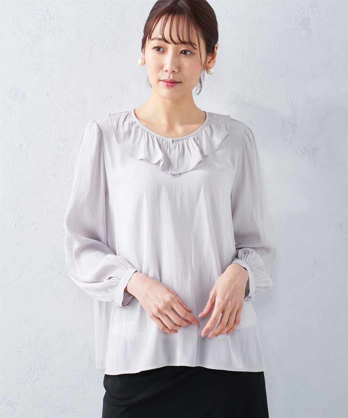 A/C DESIGN BY ALPHA CUBIC サテンフリルブラウス_variation_2