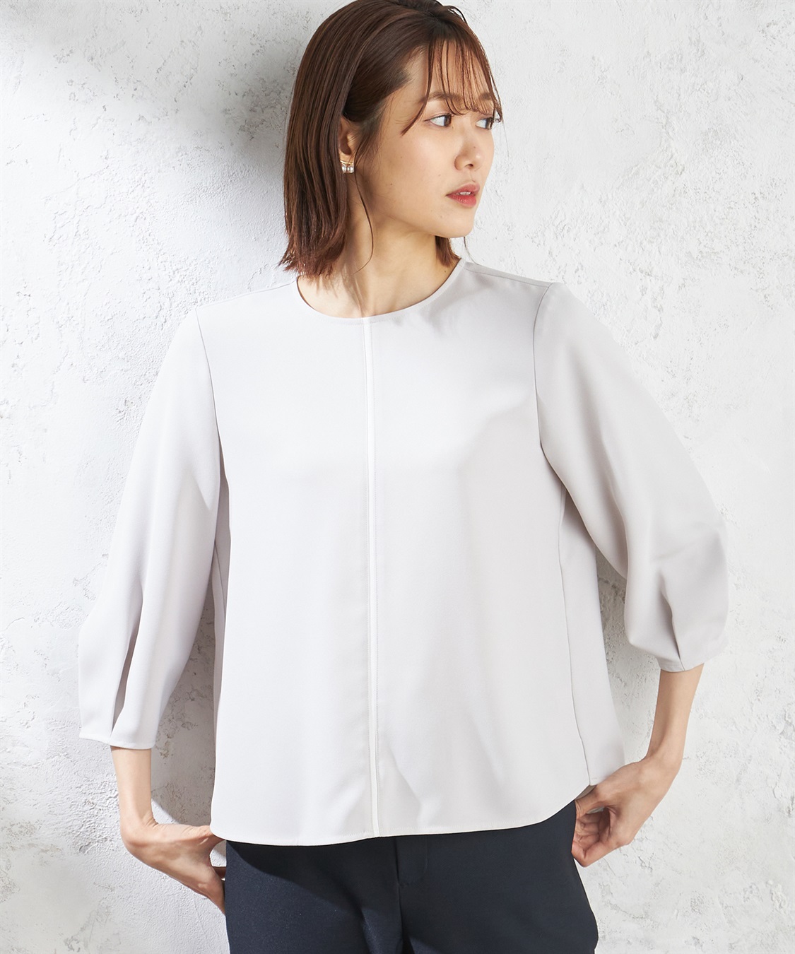 A/C DESIGN BY ALPHA CUBIC カラーラインパイピングブラウス_variation_1