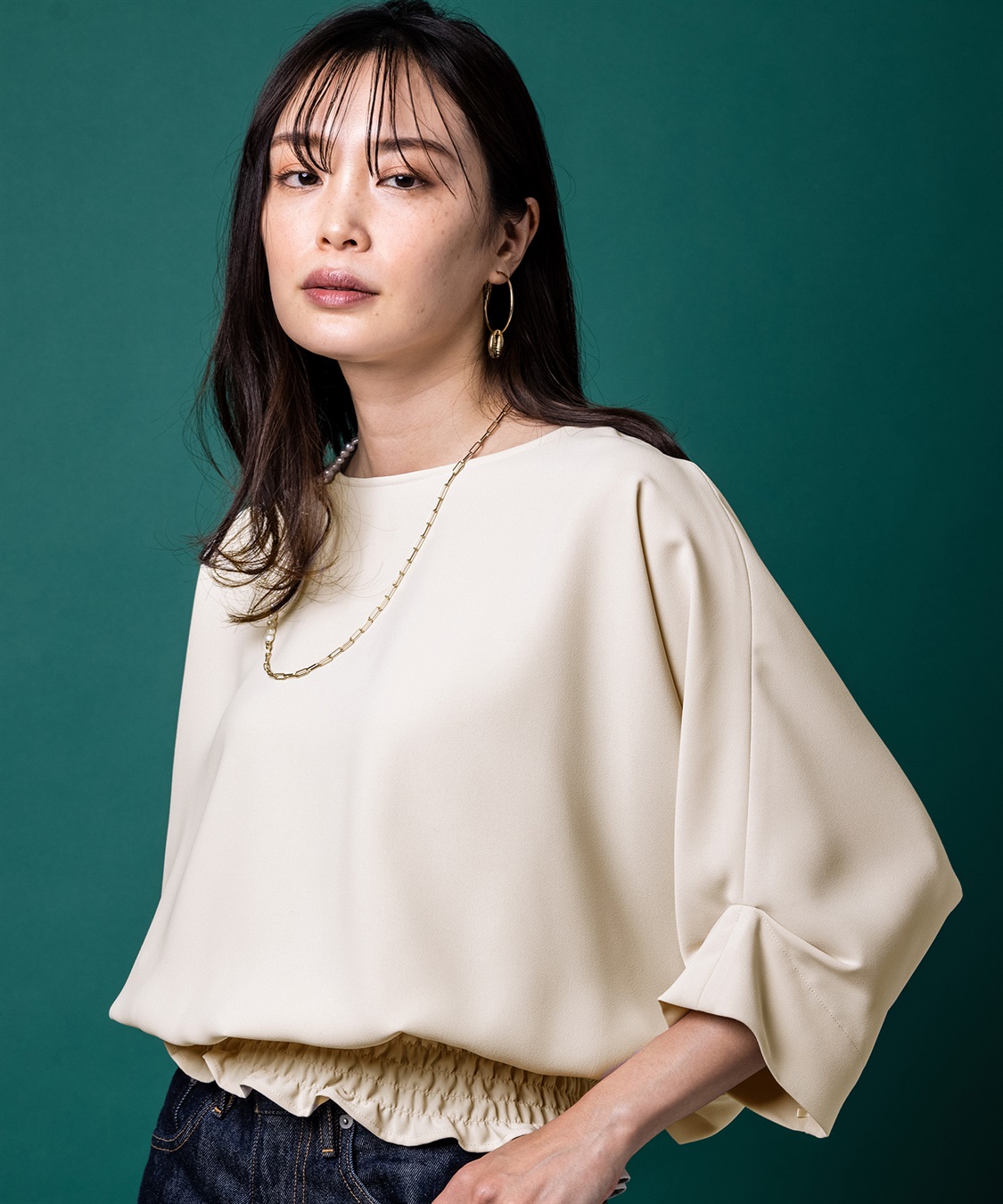 A/C DESIGN BY ALPHA CUBIC シャーリングドルマンブラウス_variation_2