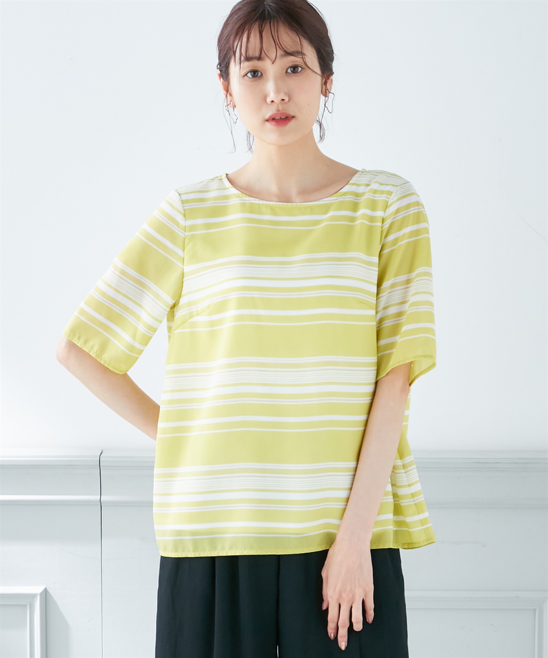 A/C DESIGN BY ALPHA CUBIC シアーボーダーブラウス_variation_1