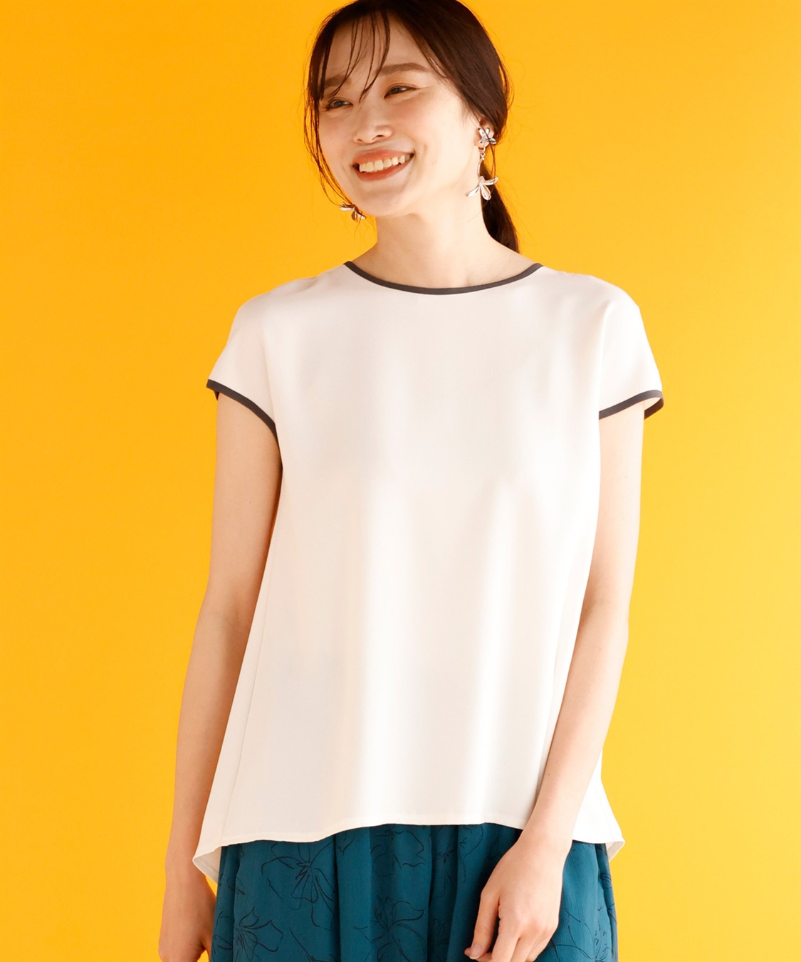 A/C DESIGN BY ALPHA CUBIC 【接触冷感】配色パイピングブラウス_main