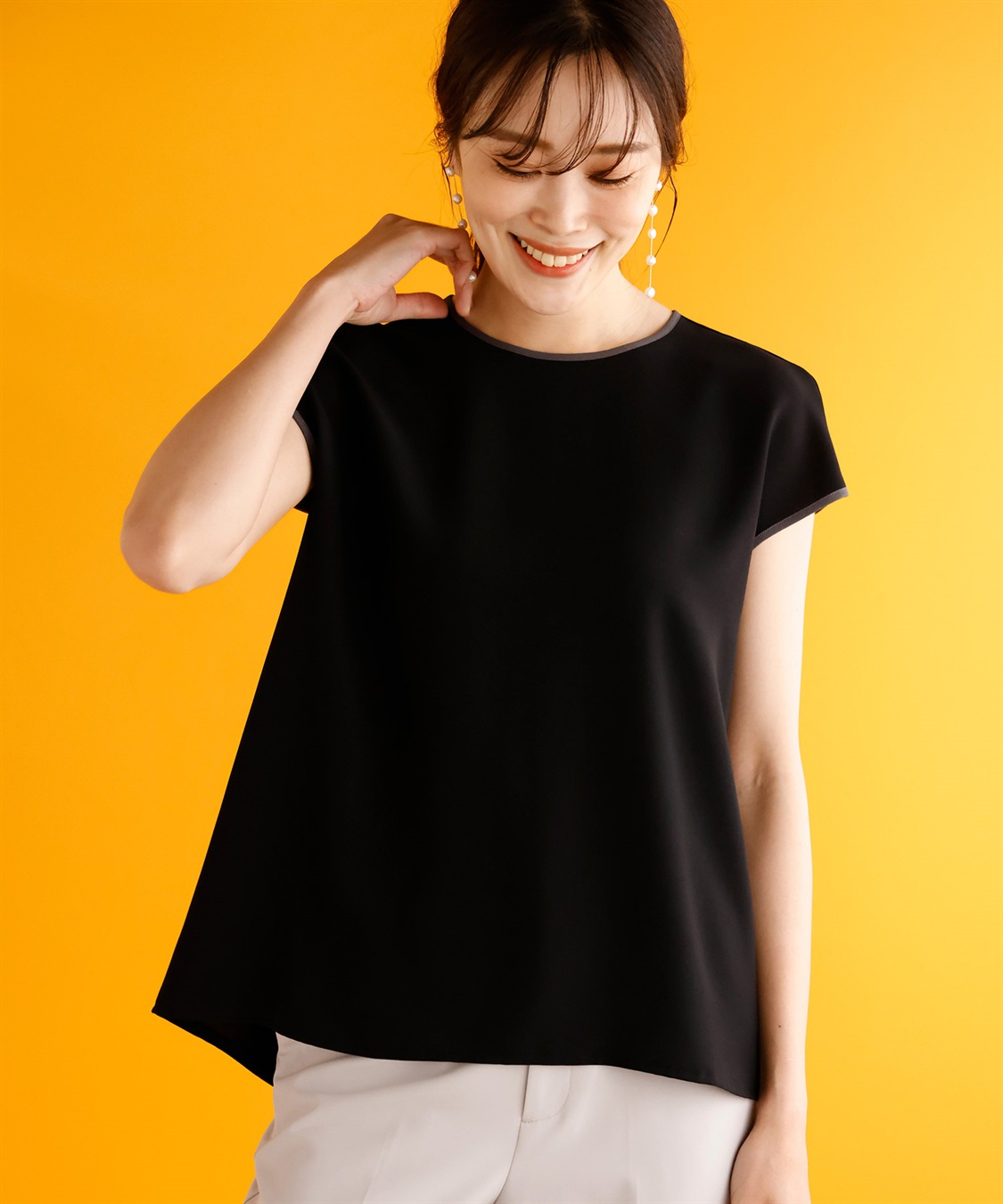 A/C DESIGN BY ALPHA CUBIC 【接触冷感】配色パイピングブラウス_variation_1