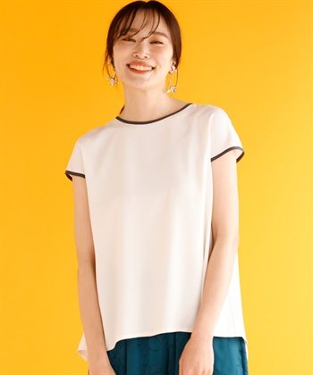 A/C DESIGN BY ALPHA CUBIC 【接触冷感】配色パイピングブラウス_variationthumb_2