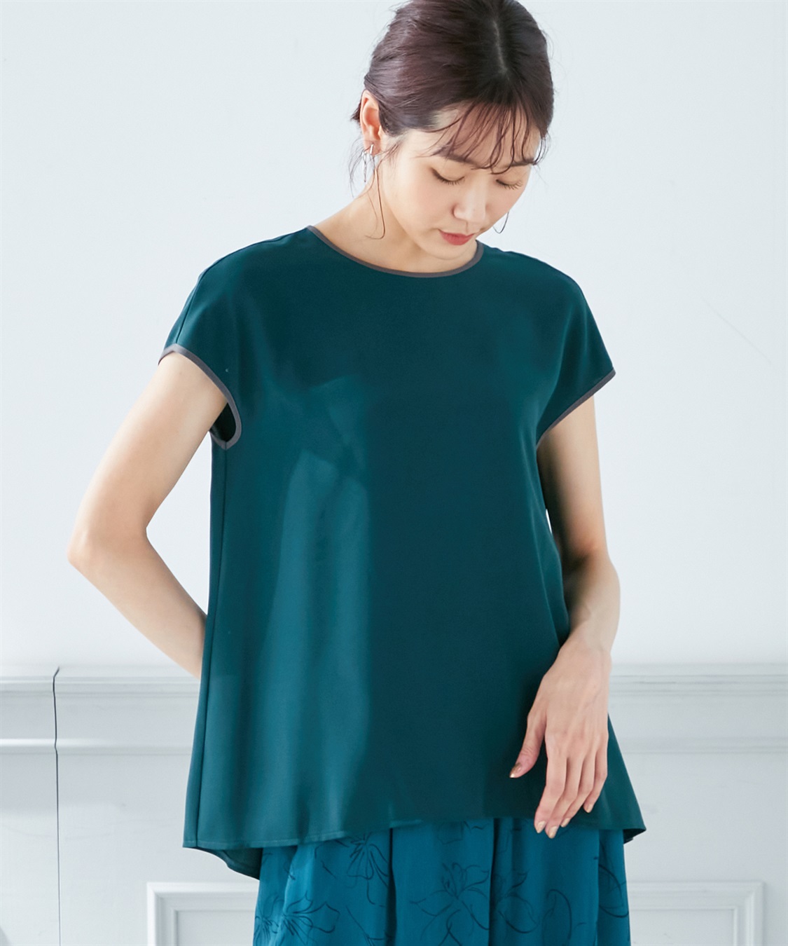 A/C DESIGN BY ALPHA CUBIC 【接触冷感】配色パイピングブラウス_variation_3