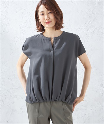 OHGA スキッパーブラウス 接触冷感】スキッパーブラウス A/C DESIGN BY ALPHA CUBIC