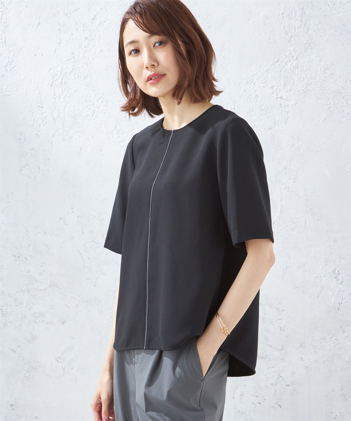 A/C DESIGN BY ALPHA CUBIC 【接触冷感】配色ラインブラウス_variation_2