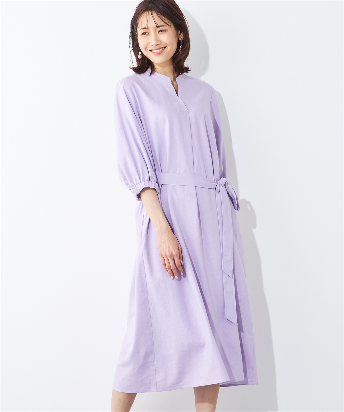 A/C DESIGN BY ALPHA CUBIC リネンブレンドリボンワンピース_variation_3