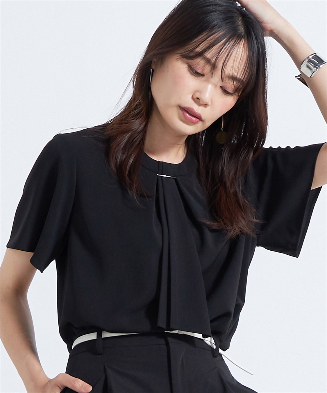 A/C DESIGN BY ALPHA CUBIC 【接触冷感】ボウタイブラウス_main