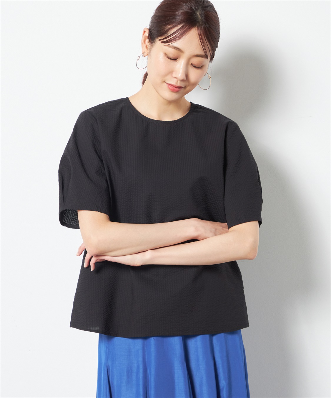 A/C DESIGN BY ALPHA CUBIC コットンサッカーブラウス_variation_1