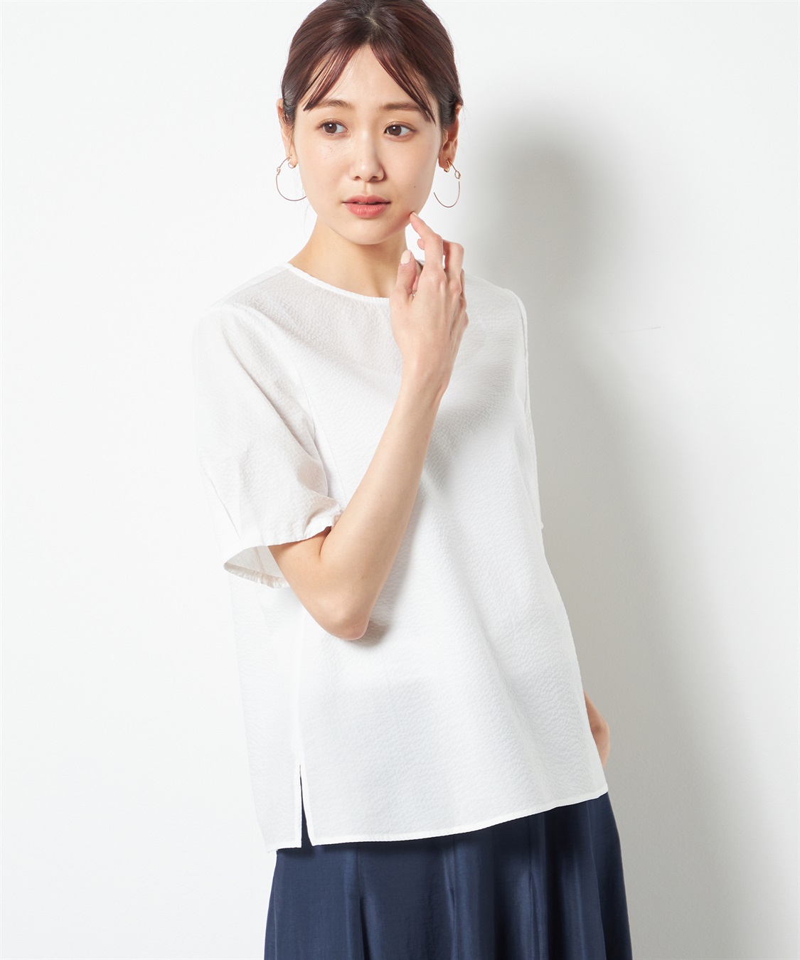 A/C DESIGN BY ALPHA CUBIC コットンサッカーブラウス_variation_2