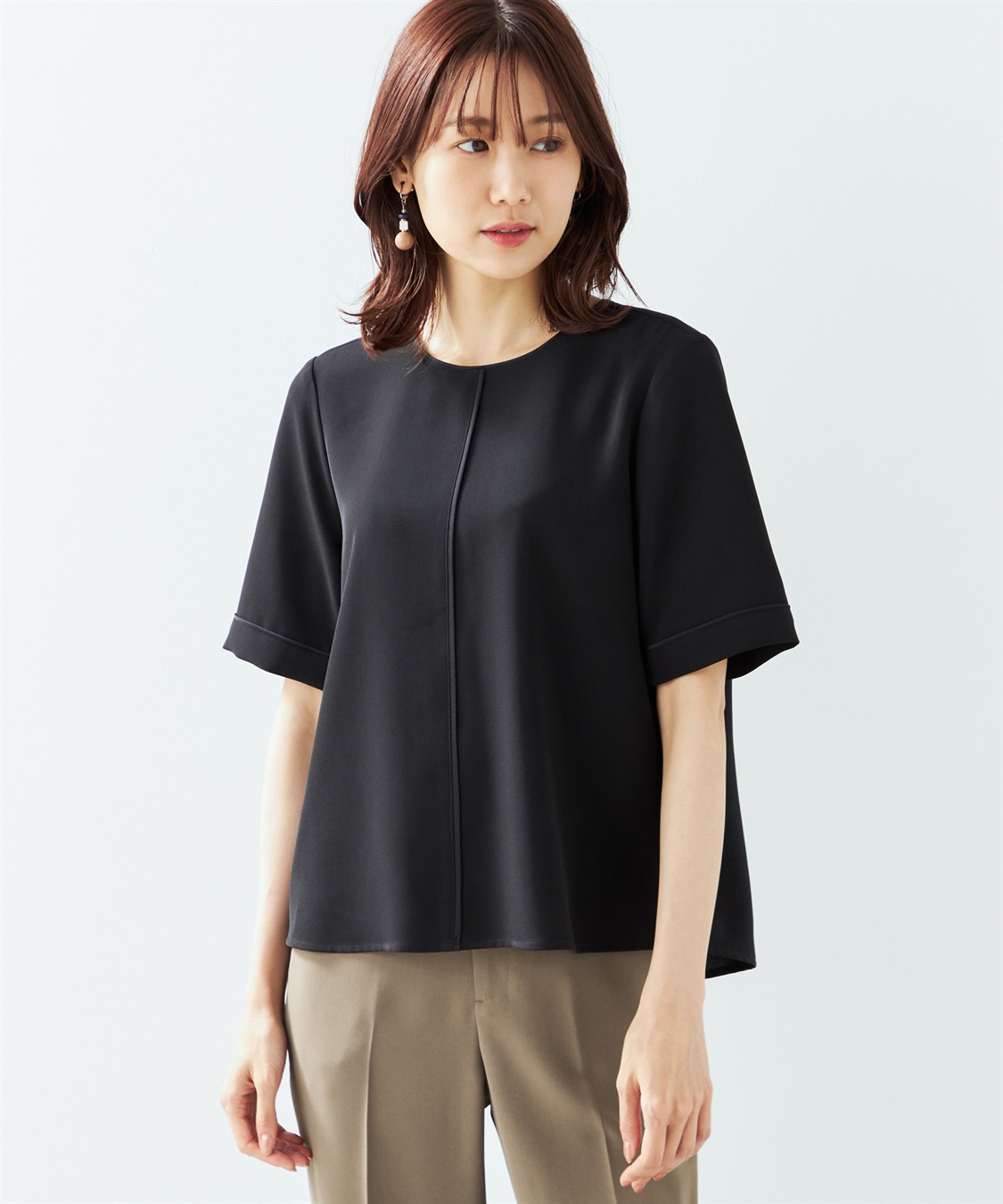 A/C DESIGN BY ALPHA CUBIC 【接触冷感】フロントラインサテンブラウス_variation_1