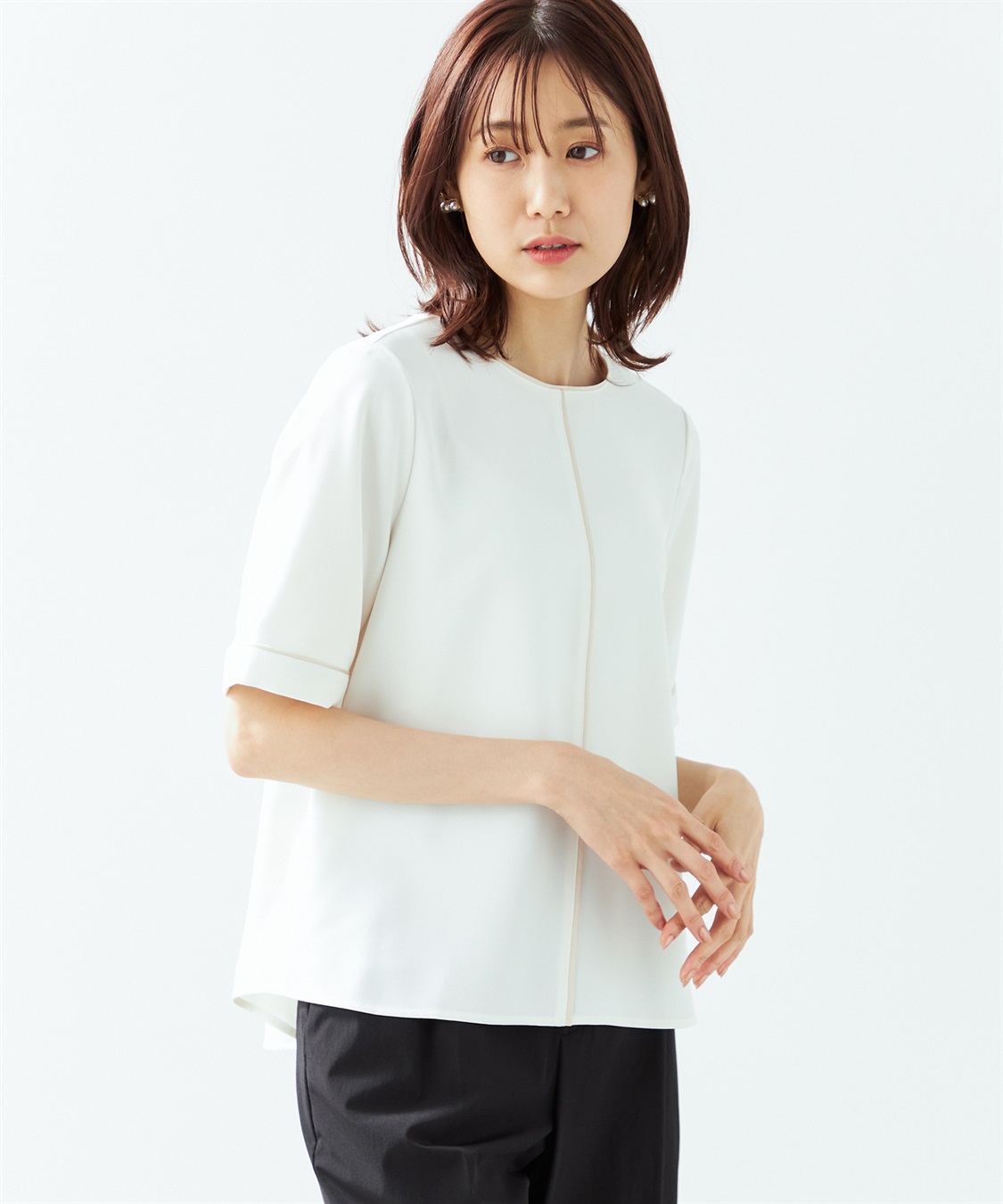 A/C DESIGN BY ALPHA CUBIC 【接触冷感】フロントラインサテンブラウス_variation_2