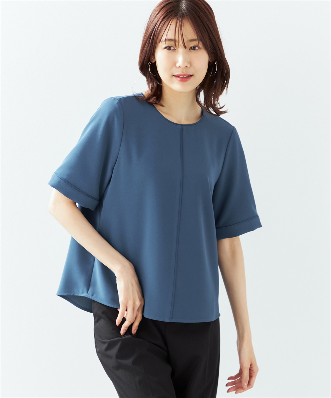 A/C DESIGN BY ALPHA CUBIC 【接触冷感】フロントラインサテンブラウス_variation_3