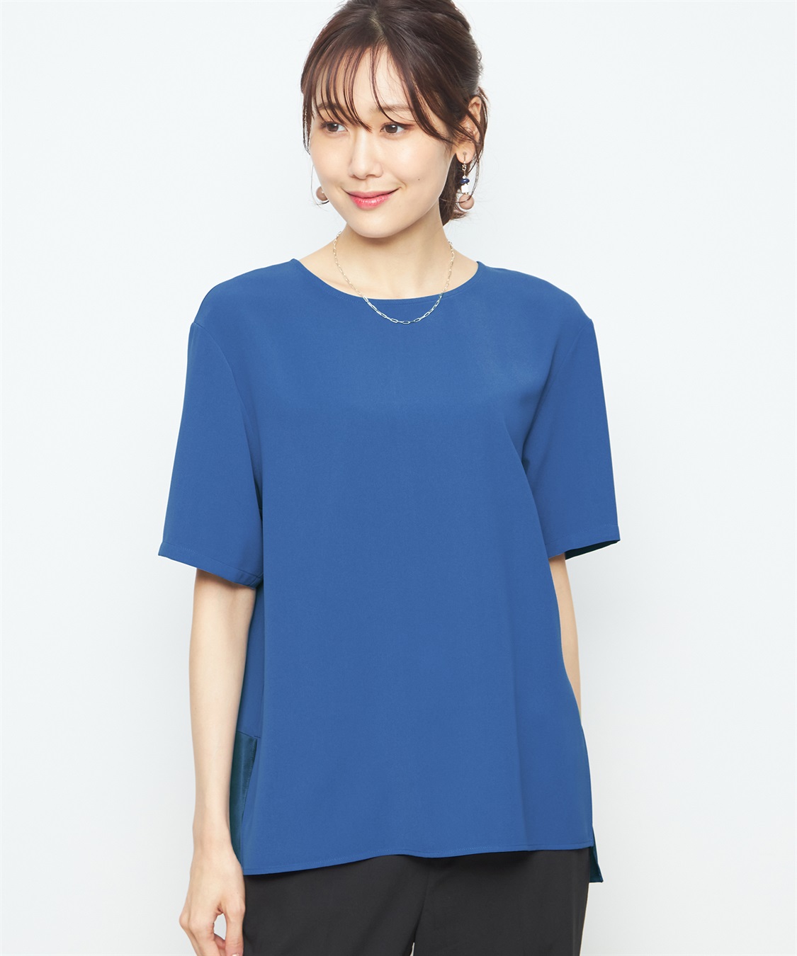 A/C DESIGN BY ALPHA CUBIC 【接触冷感】サテンドッキングブラウス_main