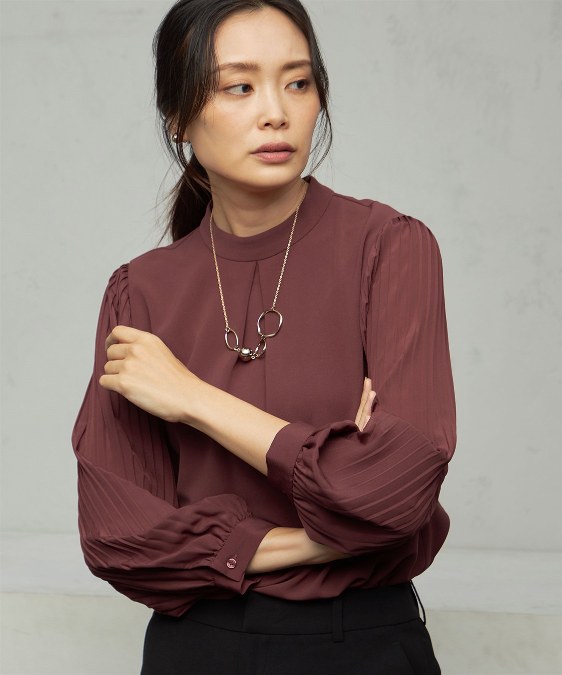 A/C DESIGN BY ALPHA CUBIC プリーツスリーブブラウス_main