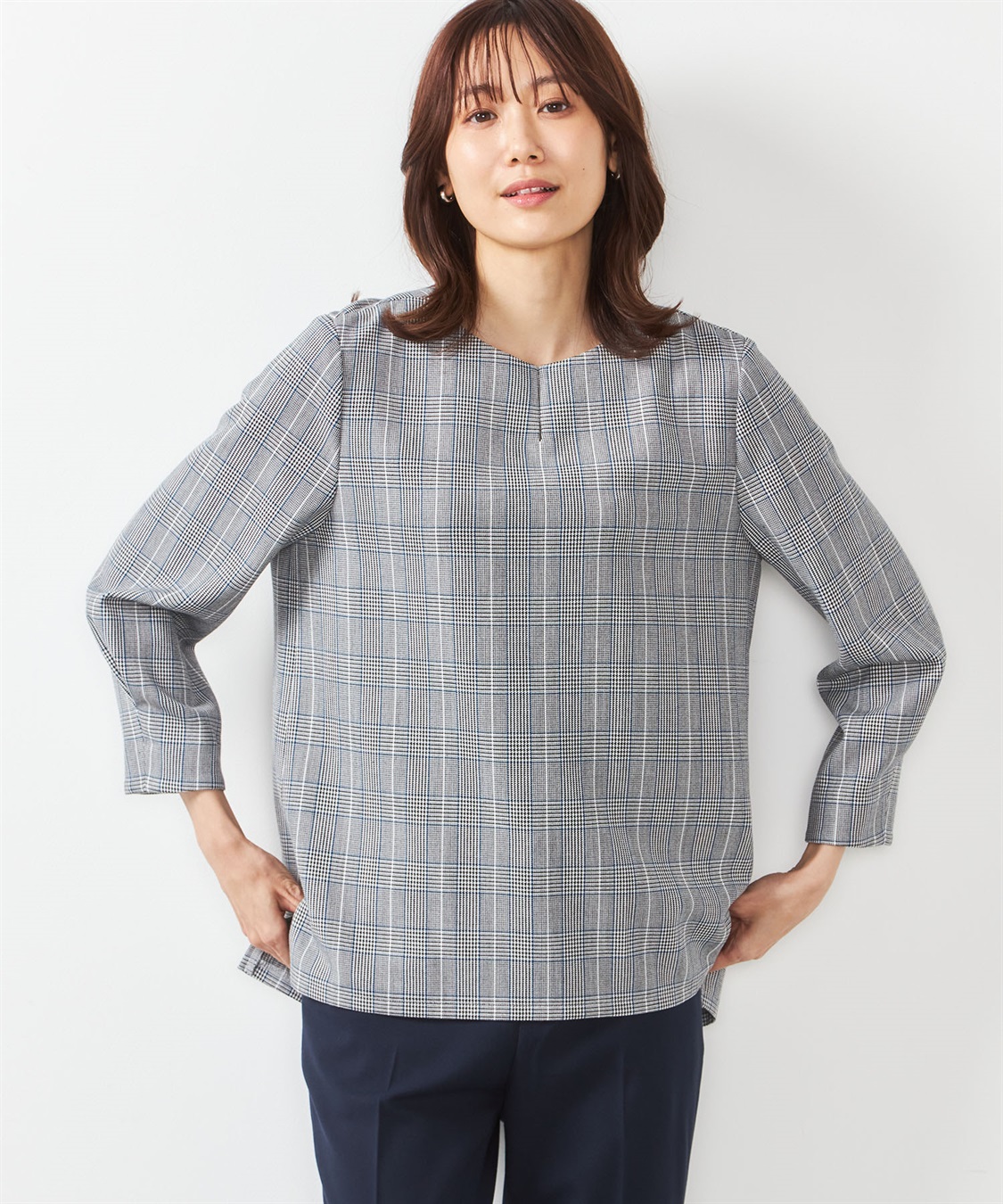 A/C DESIGN BY ALPHA CUBIC ローズオイル加工キーネックブラウス_variation_2