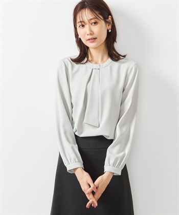 A/C DESIGN BY ALPHA CUBIC メタルパーツ付きボウタイブラウス_variationthumb_1