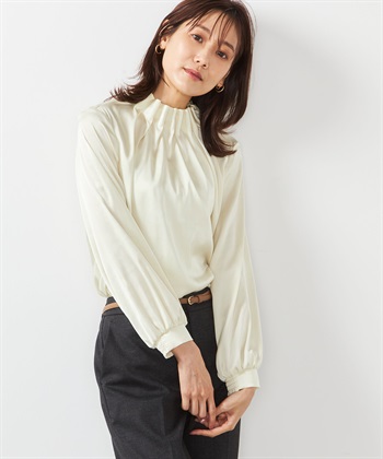 【A&S】ギャザーブラウスミドル丈 ギャザーネックブラウス A/C DESIGN BY ALPHA CUBIC｜クロスプラス公式