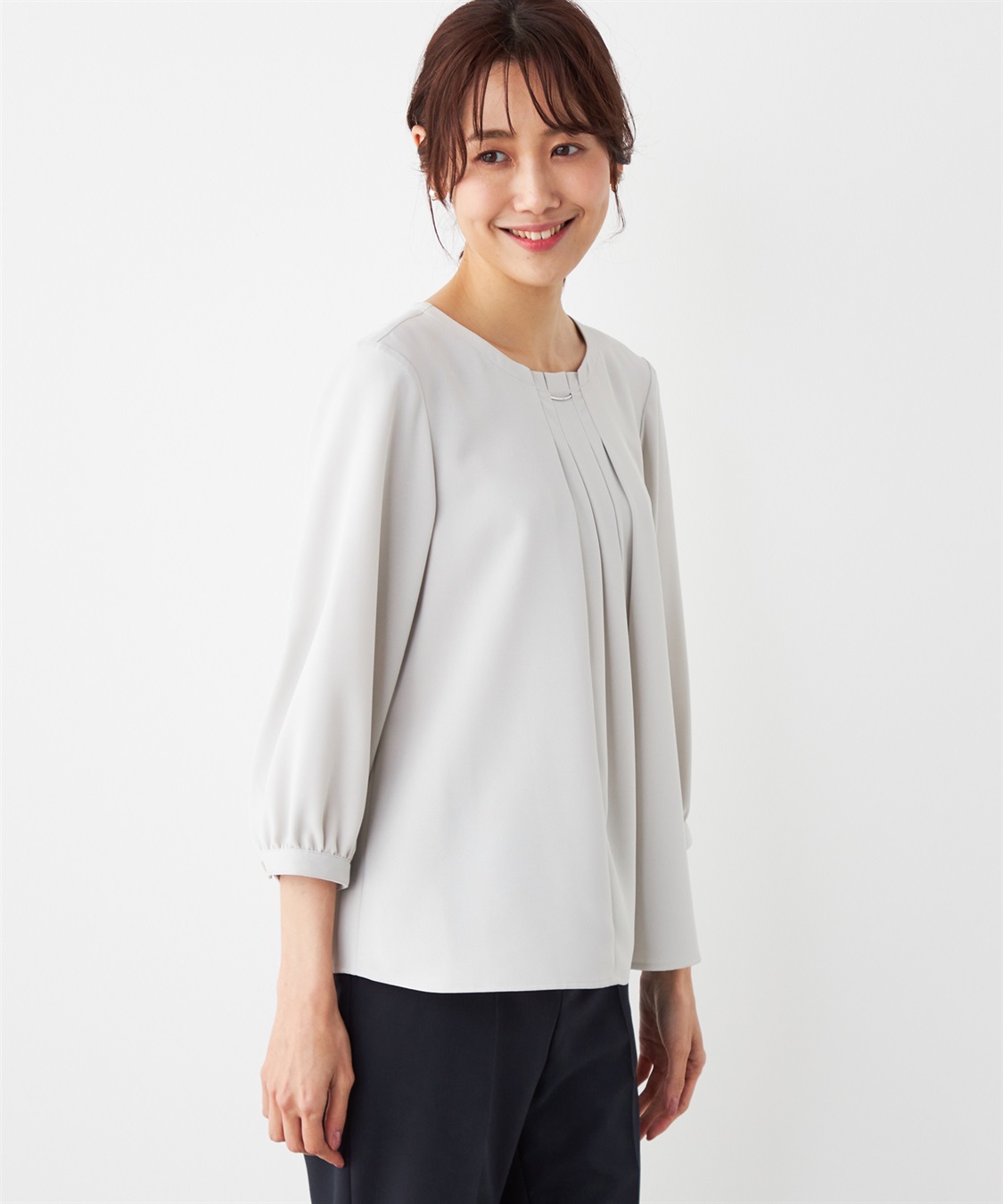 A/C DESIGN BY ALPHA CUBIC メタルパーツタックブラウス_variation_1