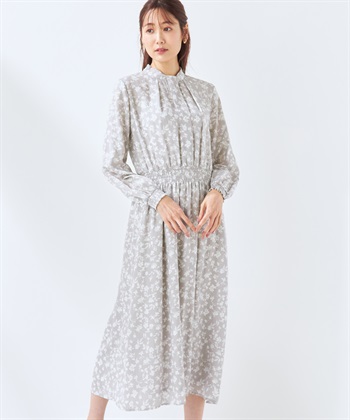 A/C DESIGN BY ALPHA CUBIC 【ウォッシャブル】フラワープリントボウタイ風ワンピース_variationthumb_1